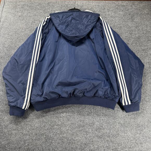 Vintage Y2K Adidas Reversible Hooded Stadium Blue Puffy Jacket Men Size Large - Picture 4 of 15